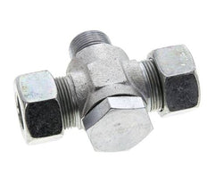 18L & M22x1.5 Zink plated Steel Tee Swivel Joint Cutting Fitting with Male Threads 315 bar NBR ISO 8434-1