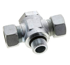 22L & M26x1.5 Zink plated Steel Tee Swivel Joint Cutting Fitting with Male Threads 160 bar NBR ISO 8434-1