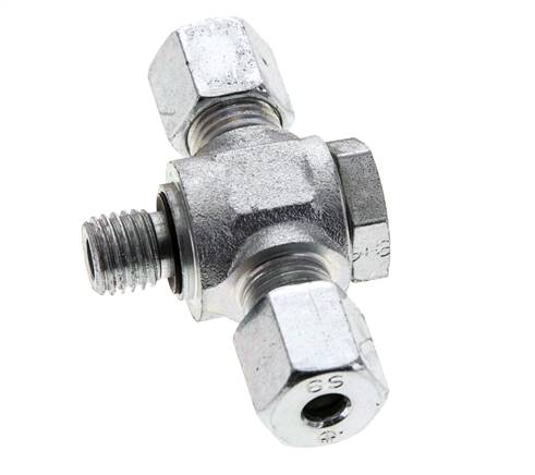 6S & M12x1.5 Zink plated Steel Tee Swivel Joint Cutting Fitting with Male Threads 400 bar NBR ISO 8434-1