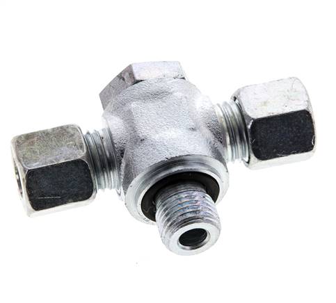 8L & G1/4'' Zink plated Steel Tee Swivel Joint Cutting Fitting with Male Threads 315 bar NBR ISO 8434-1