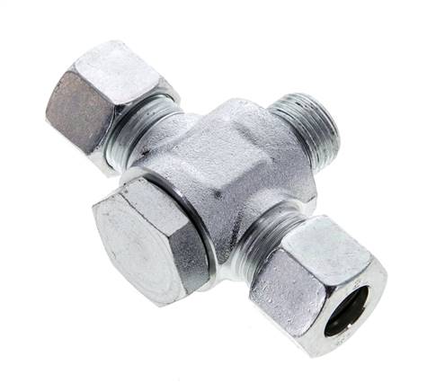 12L & G3/8'' Zink plated Steel Tee Swivel Joint Cutting Fitting with Male Threads 315 bar NBR ISO 8434-1