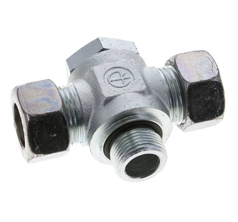 22L & G3/4'' Zink plated Steel Tee Swivel Joint Cutting Fitting with Male Threads 160 bar NBR ISO 8434-1