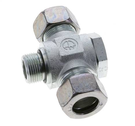 22L & G3/4'' Zink plated Steel Tee Swivel Joint Cutting Fitting with Male Threads 160 bar NBR ISO 8434-1