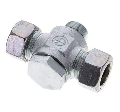 22L & G3/4'' Zink plated Steel Tee Swivel Joint Cutting Fitting with Male Threads 160 bar NBR ISO 8434-1