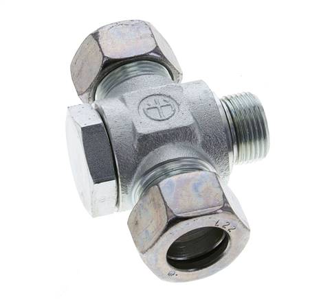 22L & G3/4'' Zink plated Steel Tee Swivel Joint Cutting Fitting with Male Threads 160 bar NBR ISO 8434-1