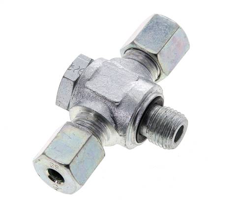 6S & G1/4'' Zink plated Steel Tee Swivel Joint Cutting Fitting with Male Threads 400 bar NBR ISO 8434-1