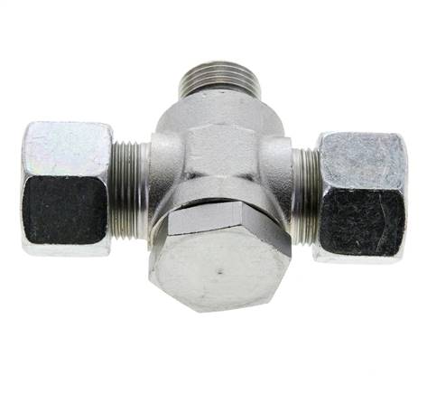 16S & G1/2'' Zink plated Steel Tee Swivel Joint Cutting Fitting with Male Threads 400 bar NBR ISO 8434-1