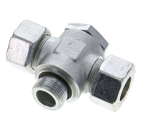 25S & G1'' Zink plated Steel Tee Swivel Joint Cutting Fitting with Male Threads 250 bar NBR ISO 8434-1