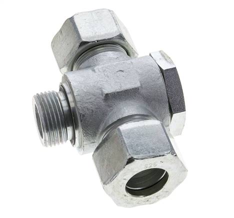 25S & G1'' Zink plated Steel Tee Swivel Joint Cutting Fitting with Male Threads 250 bar NBR ISO 8434-1