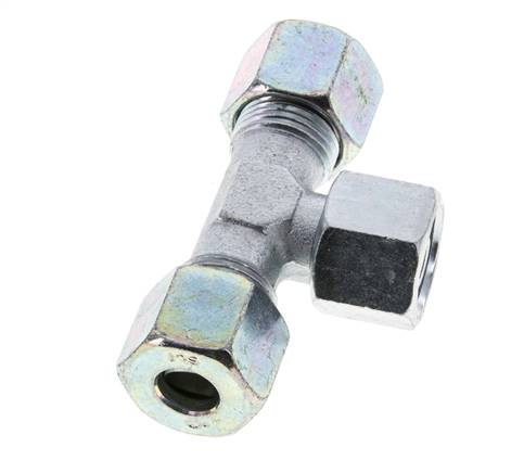 10S Zink plated Steel T-Shape Tee Cutting Fitting with Swivel 630 bar NBR Adjustable ISO 8434-1