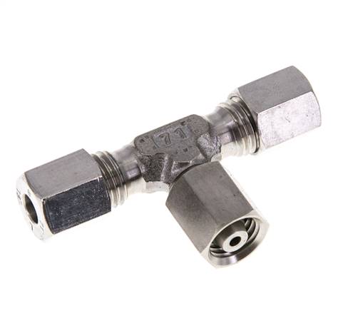 6L Stainless Steel T-Shape Tee Cutting Fitting with Swivel 315 bar FKM Adjustable ISO 8434-1