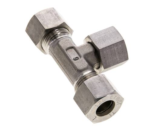 12L Stainless Steel T-Shape Tee Compression Fitting with Swivel 315 bar FKM Adjustable ISO 8434-1