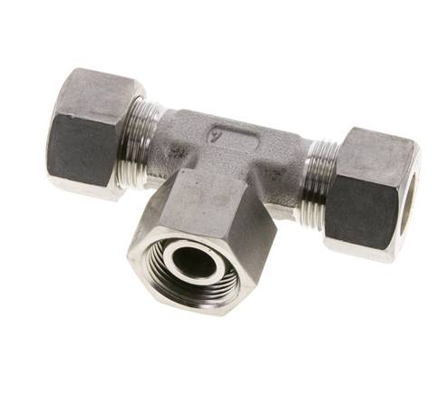 15L Stainless Steel T-Shape Tee Compression Fitting with Swivel 315 bar FKM Adjustable ISO 8434-1