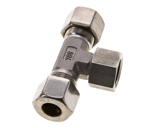 14S Stainless Steel T-Shape Tee Compression Fitting with Swivel 400 bar FKM Adjustable ISO 8434-1