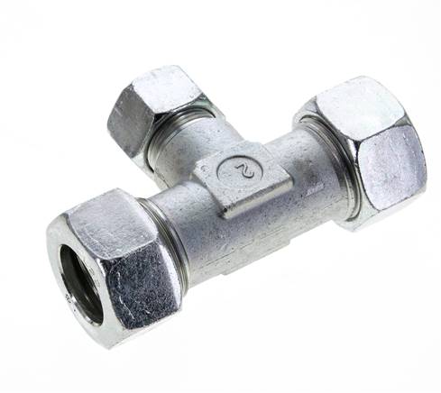15L & 22L Zink plated Steel T-Shape Tee Cutting Fitting 160 bar ISO 8434-1