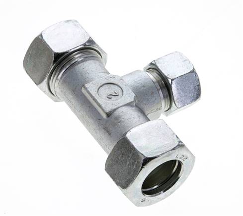 15L & 22L Zink plated Steel T-Shape Tee Cutting Fitting 160 bar ISO 8434-1