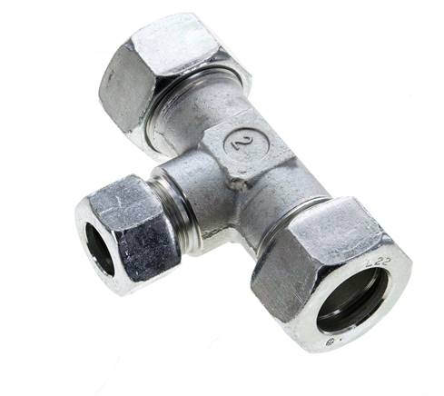 15L & 22L Zink plated Steel T-Shape Tee Cutting Fitting 160 bar ISO 8434-1