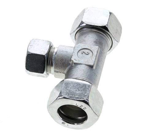 15L & 22L Zink plated Steel T-Shape Tee Cutting Fitting 160 bar ISO 8434-1