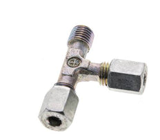 4LL & M8x1 (con) Zink Plated Steel Right Angle Tee Cutting Fitting with Male Threads 100 bar ISO 8434-1