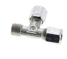 6LL & M10x1 (con) Zink Plated Steel Right Angle Tee Cutting Fitting with Male Threads 100 bar ISO 8434-1