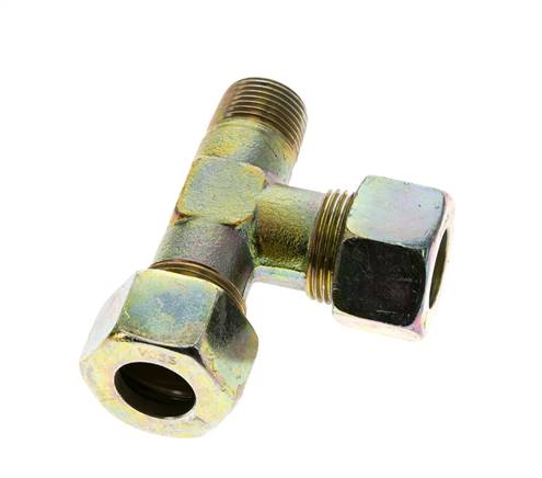 15L & M18x1.5 (con) Zink Plated Steel Right Angle Tee Cutting Fitting with Male Threads 315 bar ISO 8434-1