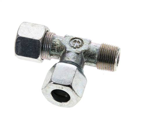 14S & M20x1.5 (con) Zink Plated Steel Right Angle Tee Cutting Fitting with Male Threads 630 bar ISO 8434-1