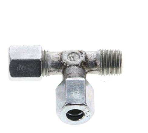 6LL & R1/8'' Zink Plated Steel Right Angle Tee Cutting Fitting with Male Threads 100 bar ISO 8434-1
