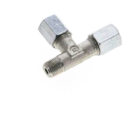 6L & R1/8'' Zink Plated Steel Right Angle Tee Cutting Fitting with Male Threads 315 bar ISO 8434-1