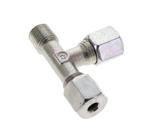 6S & R1/4'' Zink Plated Steel Right Angle Tee Cutting Fitting with Male Threads 630 bar ISO 8434-1