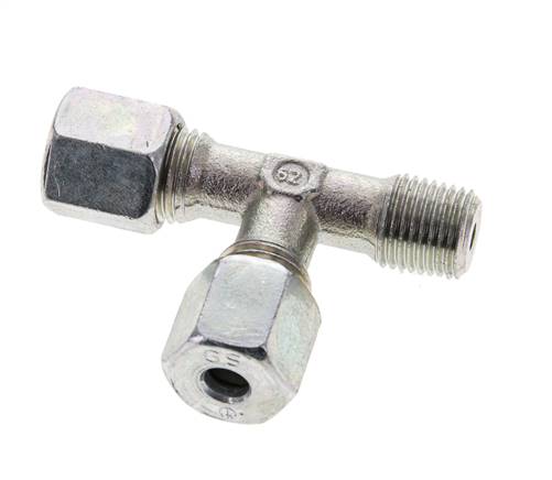 6S & R1/4'' Zink Plated Steel Right Angle Tee Cutting Fitting with Male Threads 630 bar ISO 8434-1