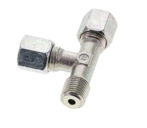 6S & R1/4'' Zink Plated Steel Right Angle Tee Cutting Fitting with Male Threads 630 bar ISO 8434-1