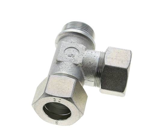 30S & G1-1/4'' Zink Plated Steel Right Angle Tee Cutting Fitting with Male Threads 400 bar ISO 8434-1