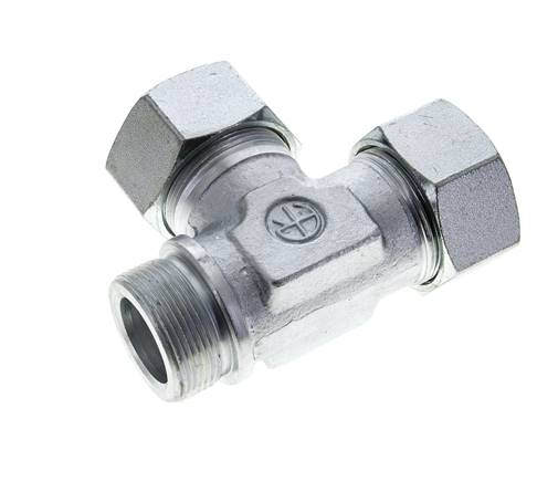 38S & G1-1/2'' Zink Plated Steel Right Angle Tee Cutting Fitting with Male Threads 315 bar ISO 8434-1