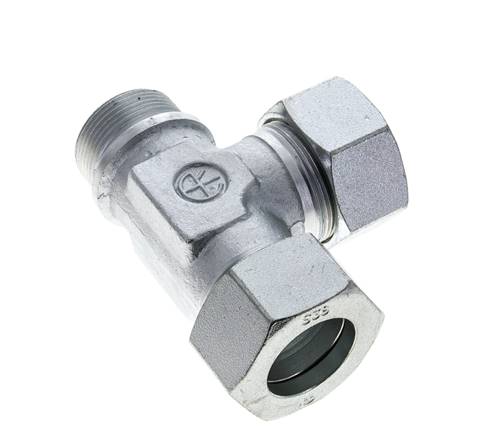 38S & G1-1/2'' Zink Plated Steel Right Angle Tee Cutting Fitting with Male Threads 315 bar ISO 8434-1