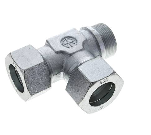 38S & G1-1/2'' Zink Plated Steel Right Angle Tee Cutting Fitting with Male Threads 315 bar ISO 8434-1