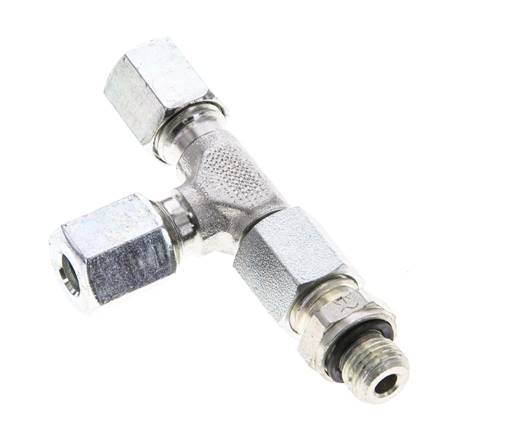 6L & M10x1 Zink Plated Steel Right Angle Tee Cutting Fitting with Male Threads 315 bar Adjustable ISO 8434-1