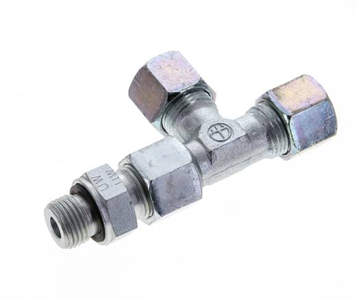 10S & M16x1.5 Zink Plated Steel Right Angle Tee Cutting Fitting with Male Threads 630 bar Adjustable ISO 8434-1