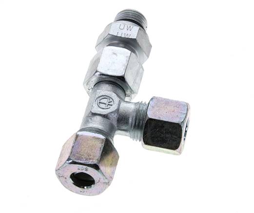10S & M16x1.5 Zink Plated Steel Right Angle Tee Cutting Fitting with Male Threads 630 bar Adjustable ISO 8434-1