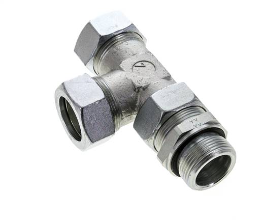 35L & G1-1/4'' Zink Plated Steel Right Angle Tee Cutting Fitting with Male Threads 160 bar Adjustable ISO 8434-1