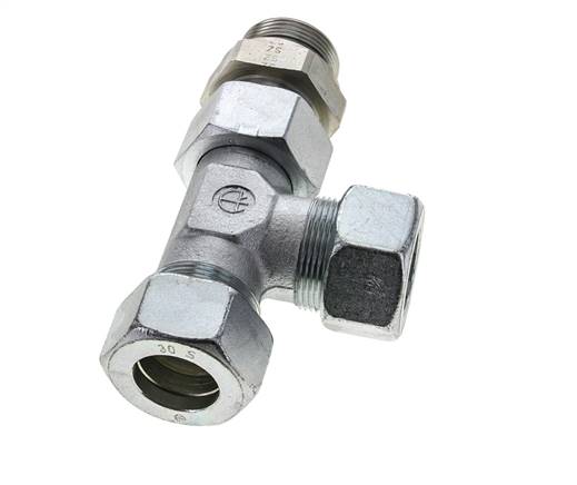 30S & G1-1/4'' Zink Plated Steel Right Angle Tee Cutting Fitting with Male Threads 400 bar Adjustable ISO 8434-1