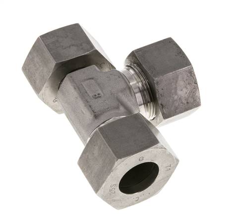 25S Stainless Steel Right Angle Tee Cutting Fitting with Swivel 400 bar Adjustable ISO 8434-1
