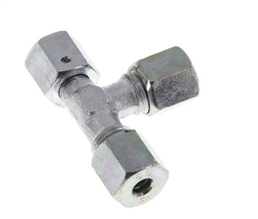 6S Zink Plated Steel Right Angle Tee Cutting Fitting with Swivel 630 bar NBR Adjustable ISO 8434-1