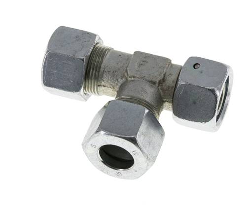 16S Zink Plated Steel Right Angle Tee Cutting Fitting with Swivel 400 bar NBR Adjustable ISO 8434-1