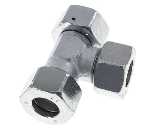 25S Zink Plated Steel Right Angle Tee Cutting Fitting with Swivel 400 bar NBR Adjustable ISO 8434-1