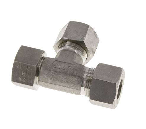 16S Stainless Steel Right Angle Tee Cutting Fitting with Swivel 400 bar FKM Adjustable ISO 8434-1