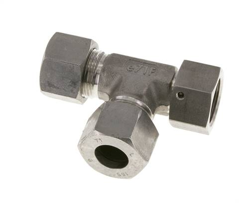 16S Stainless Steel Right Angle Tee Cutting Fitting with Swivel 400 bar FKM Adjustable ISO 8434-1