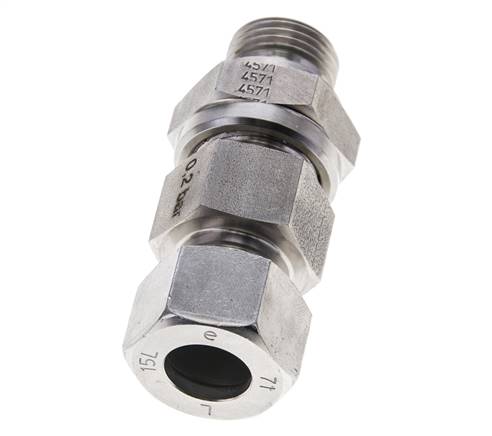 Hydraulic Check Valve Cutting Ring 15L (M22x1.5) & G1/2'' Male Stainless Steel 0.2-250bar (3-3625)psi Tube-Thread ISO 8434-1