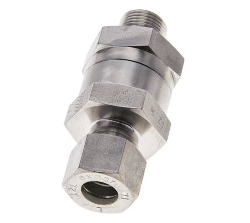 Hydraulic Check Valve Compression Ring 12L (M18x1.5) & G3/8'' Male Stainless Steel 1-250bar (15-3625)psi Thread-Tube ISO 8434-1