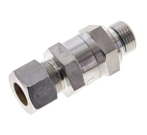 Hydraulic Check Valve Compression Ring 15L (M22x1.5) & G1/2'' Male Stainless Steel 1-250bar (15-3625)psi Thread-Tube ISO 8434-1