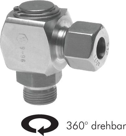 6S & M12x1.5 Stainless Steel Swivel Joint Cutting Fitting with Male Threads DN 5400 bar FKM Rotatable ISO 8434-1
